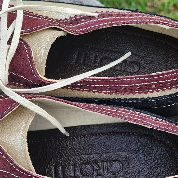 Girotti International Handmade Metallic Leather  Colorblock Oxford Shoes 43 - Picture 2 of 6